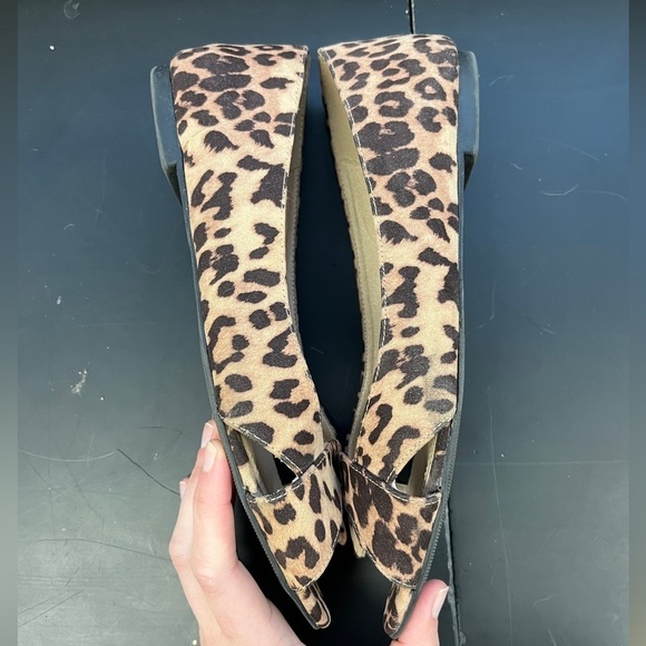 ASOS Design Wide Leadership Peeptoe Ballet Flats in Leopard - Picture 11 of 13